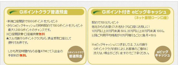 スルガ銀行 ｇポイント スルガ銀行ネットバンク支店 ｇポイントクラブ 口座開設 ｇポイント